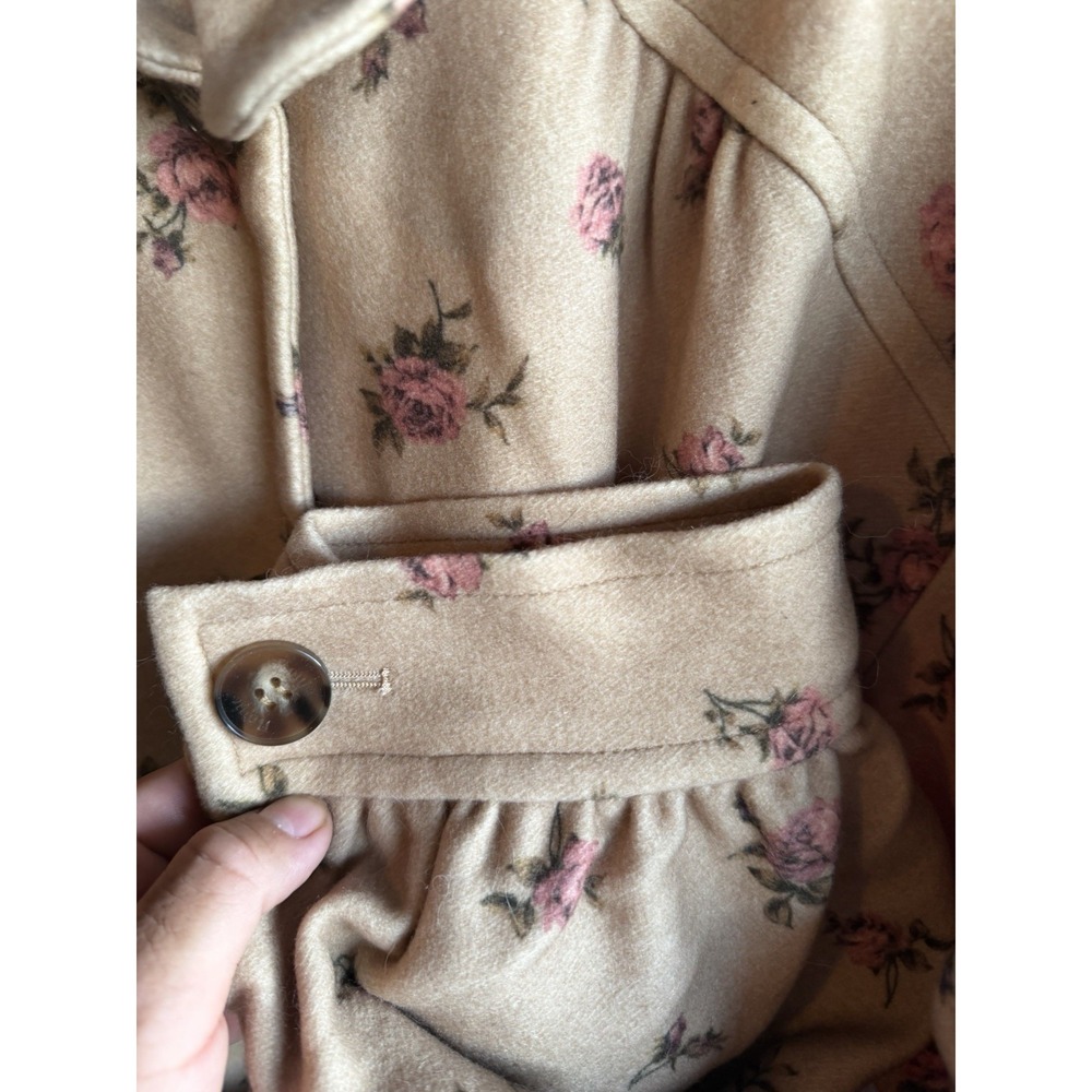 Rouje Paris Gerard Coat In Fleur Beige 100% Wool FR 44 US 10 All over Pink Flora - Picture 3 of 9